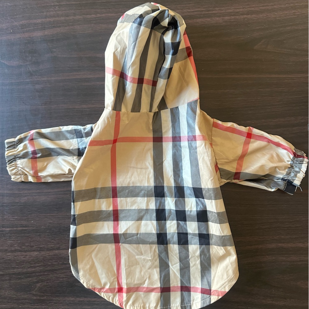 Stylish Tan Plaid Dog Raincoat